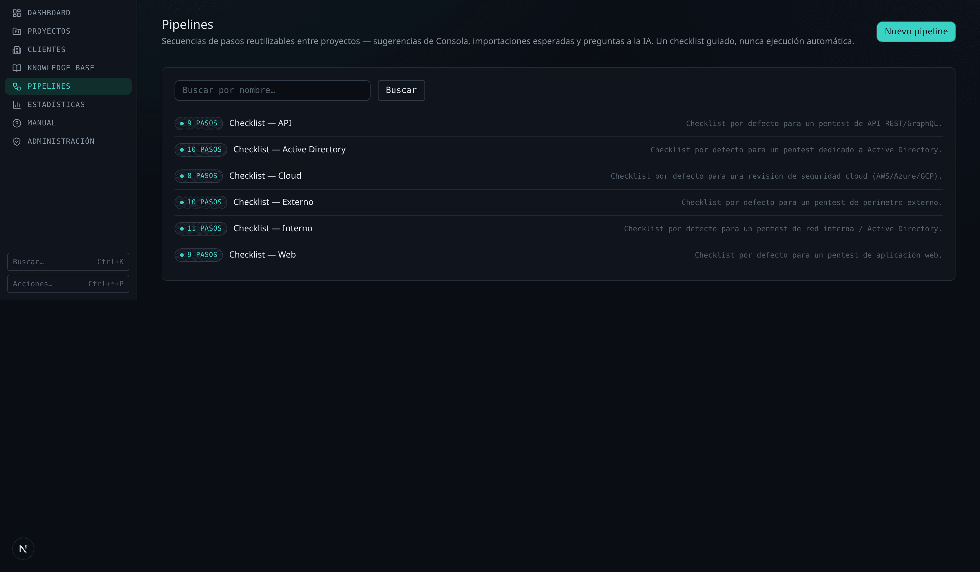 Catálogo de plantillas de checklist para distintos tipos de auditoría